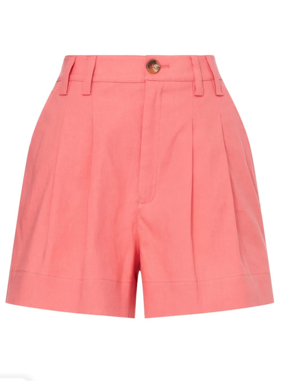 A.L.C. Mateo High-Waist Pleated Shorts in Coral